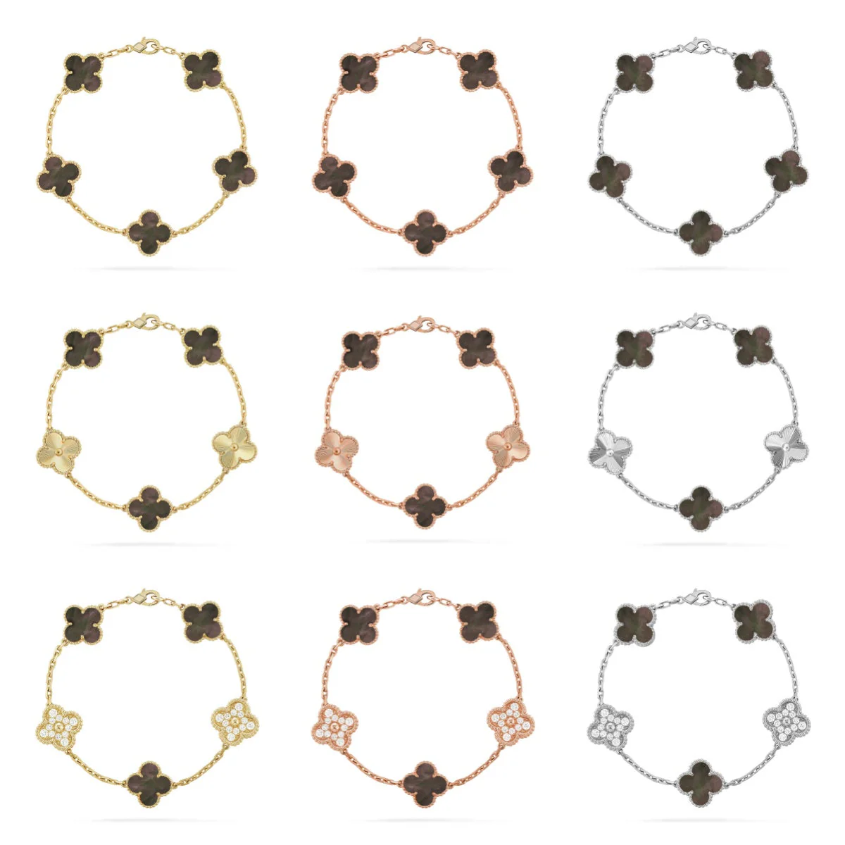 [⭐JeweliWhal] CLOVER 5 MOTIF GRAY MOP BRACELET COLLECTION