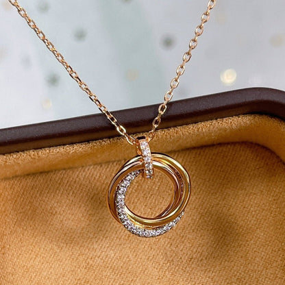 [⭐JeweliWhal]TRINITY NECKLACE SILVER GOLD PINK GOLD DIAMONDS