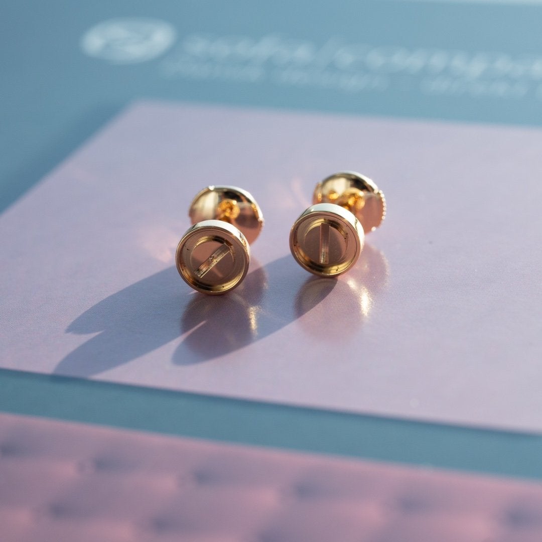 [⭐JeweliWhal]LOVE EARRINGS PINK GOLD 10MM
