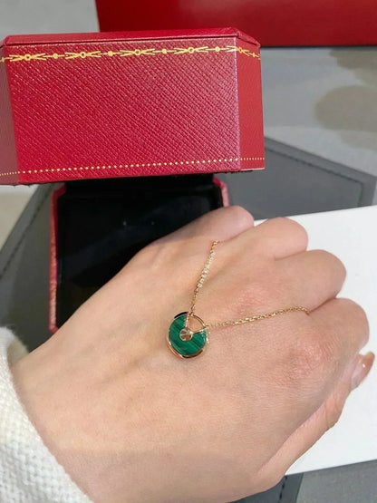 [⭐JeweliWhal]AMULETTE ROSE GOLD MALACHITE NECKLACE