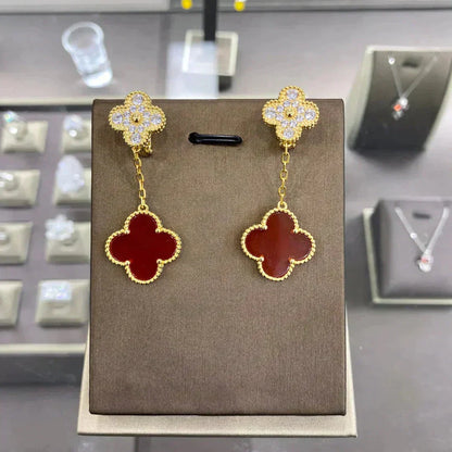 [⭐JeweliWhal]CLOVER  2 MOTIFS  DIAMOND  EARRINGS (MULTIPLE CHOICESç´