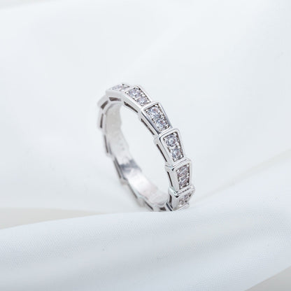[⭐JeweliWhal]SERPENTI RING SILVER DIAMOND PAVED 3MM