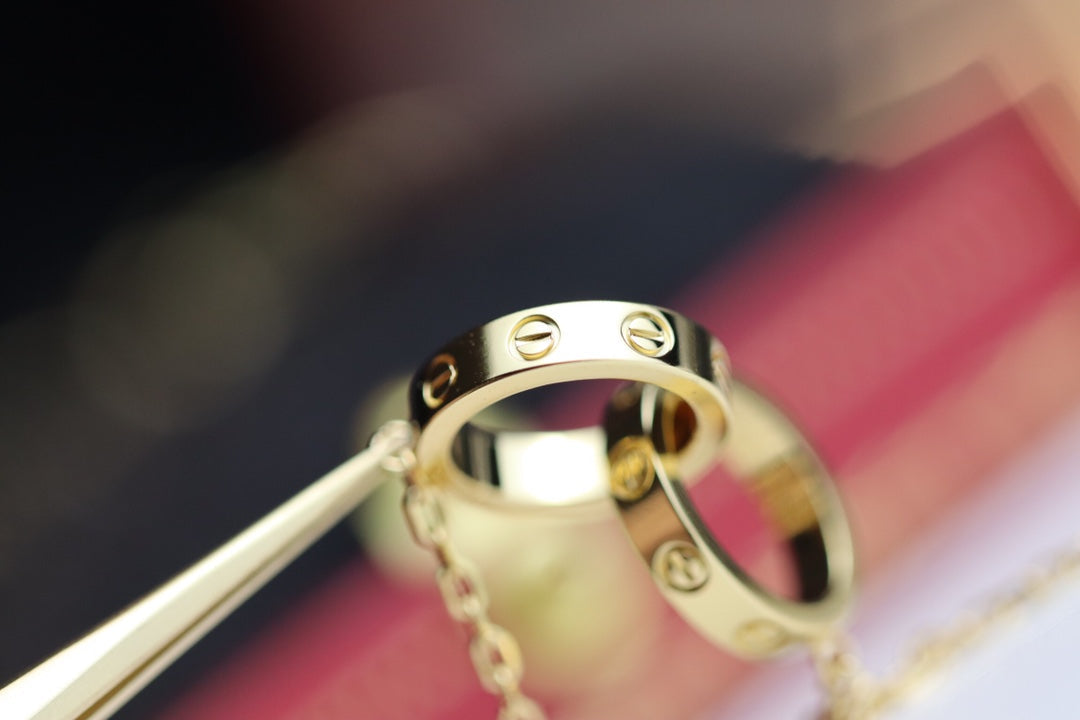 [⭐JeweliWhal]LOVE NECKLACE DOUBLE RING GOLD