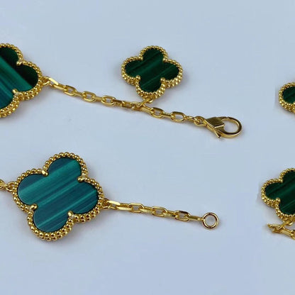 [⭐JeweliWhal]MAGIC CLOVER MALACHITE GOLD BRACELET 5 MOTIFS