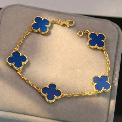 [⭐JeweliWhal] CLOVER 5 MOTIF BLUE AGATE BRACELET COLLECTION