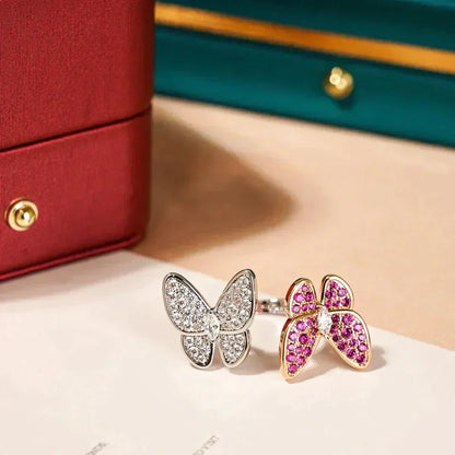 [⭐JeweliWhal]TWIN BUTTERFLY DIAMOND RING