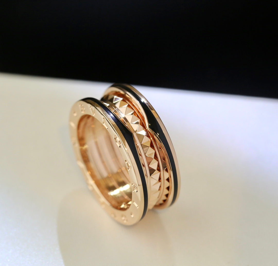 [⭐JeweliWhal]ZERO 1 PINK GOLD BLACK CERAMIC RING