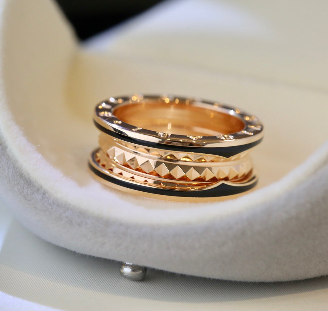 [⭐JeweliWhal]ZERO 1 PINK GOLD BLACK CERAMIC RING