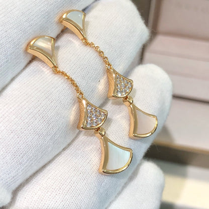 [⭐JeweliWhal]DREAM EARRINGS 3 MOTIFS DIAMOND MOP PINK GOLD