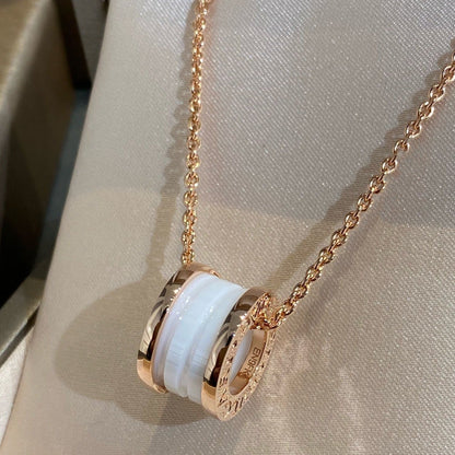 [⭐JeweliWhal]ZERO 1 WHITE CERAMIC PINK GOLD NECKLACE