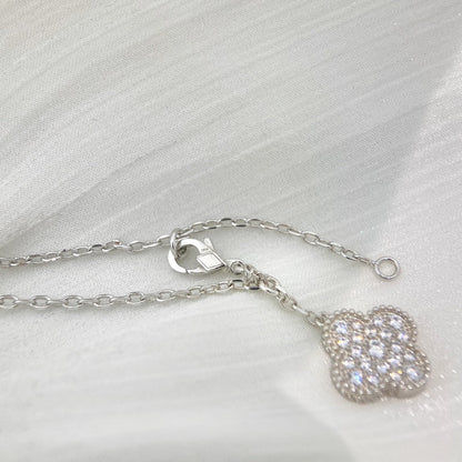 [⭐JeweliWhal]CLOVER 5 MOTIFS SILVER DIAMONDS NECKLACE