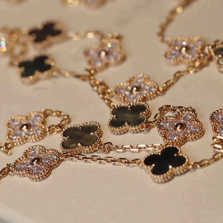 [⭐JeweliWhal]CLOVER 20 MOTIFS DARK MOP DIAMOND  NECKLACE
