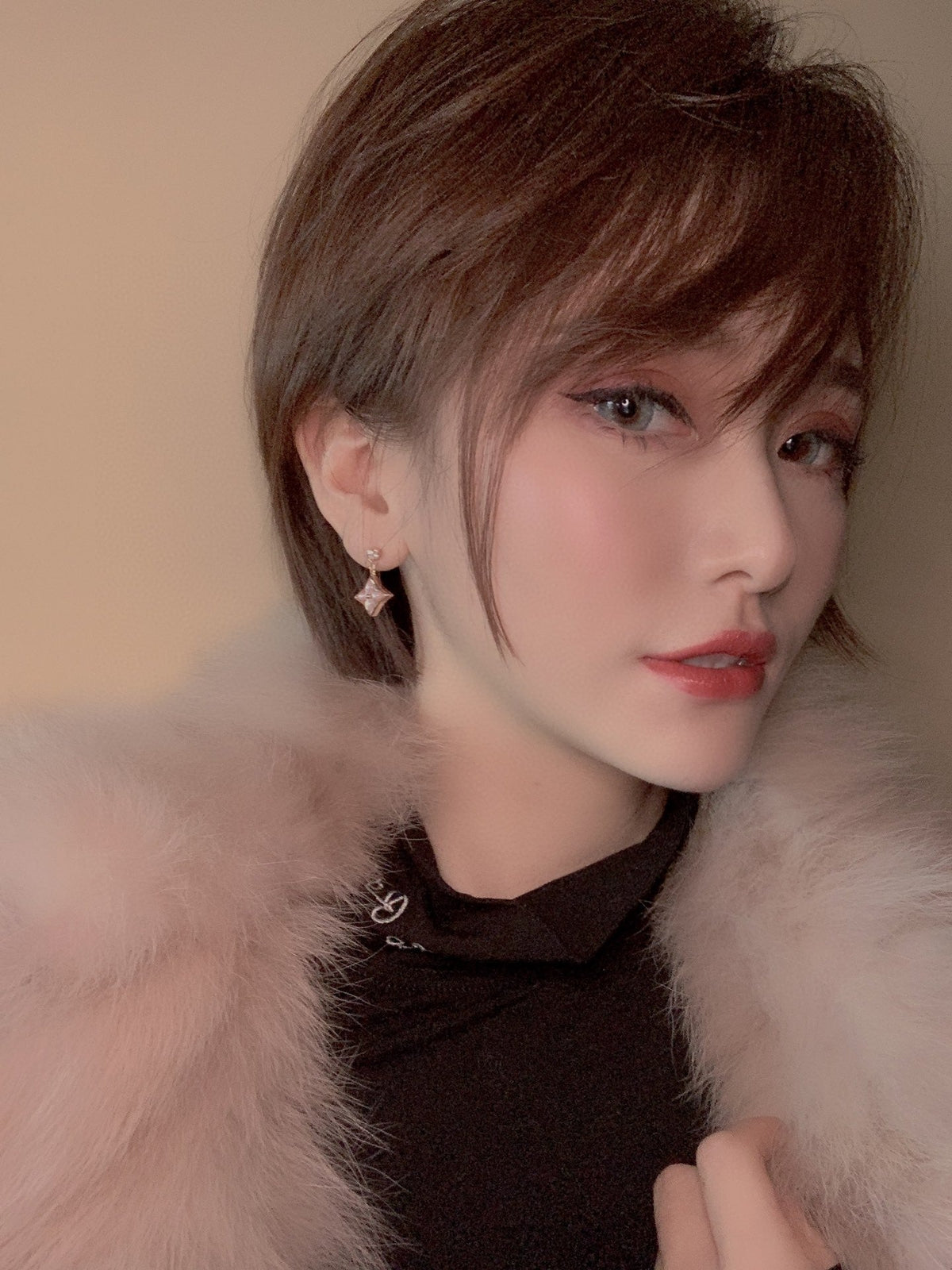 [⭐JeweliWhal]DOUBLE STAR PINK GOLD MOP DROP EARRINGS