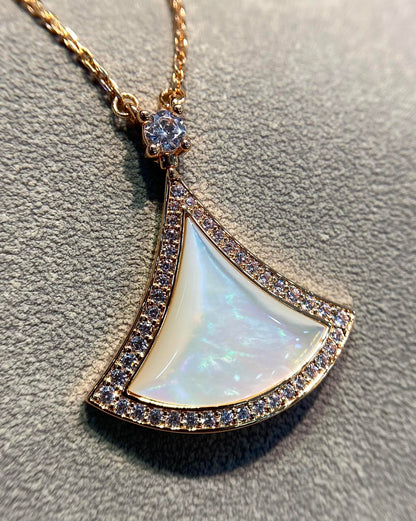 [⭐JeweliWhal]DREAM MOP DIAMOND PAVED PINK GOLD NECKLACE