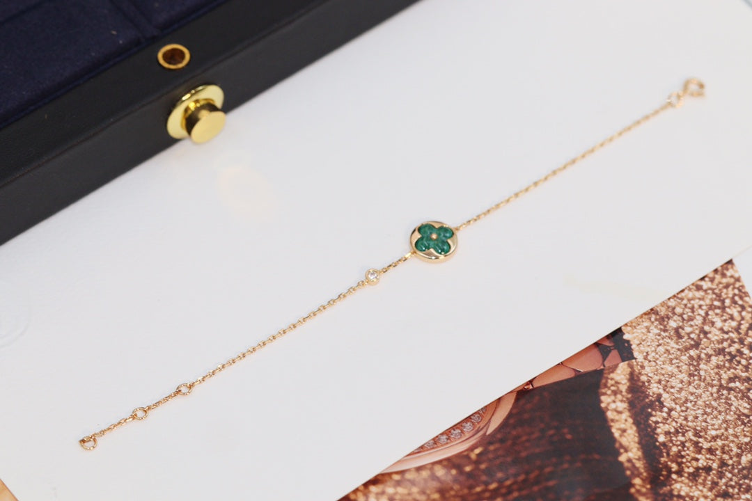 [⭐JeweliWhal]STAR AND SUN 4 MOTIF PINK GOLD MALACHITE BRACELET