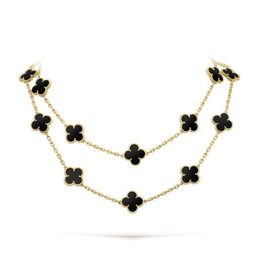 [⭐JeweliWhal]CLOVER 20 MOTIFS ONYX NECKLACE
