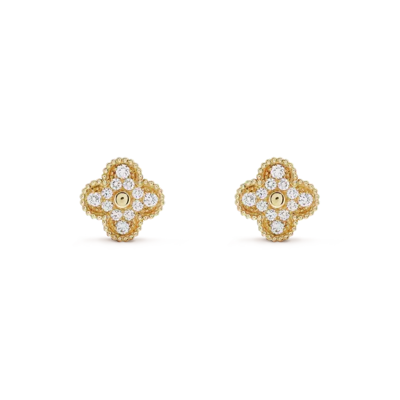 [⭐JeweliWhal]CLOVER MEDIUM 1 MOTIFS FUll DIAMOND EARRINGS
