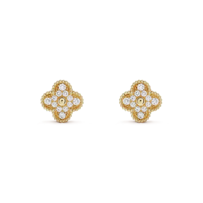 [⭐JeweliWhal]CLOVER MEDIUM 1 MOTIFS FUll DIAMOND EARRINGS