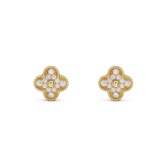 [⭐JeweliWhal]CLOVER MEDIUM 1 MOTIFS FUll DIAMOND EARRINGS