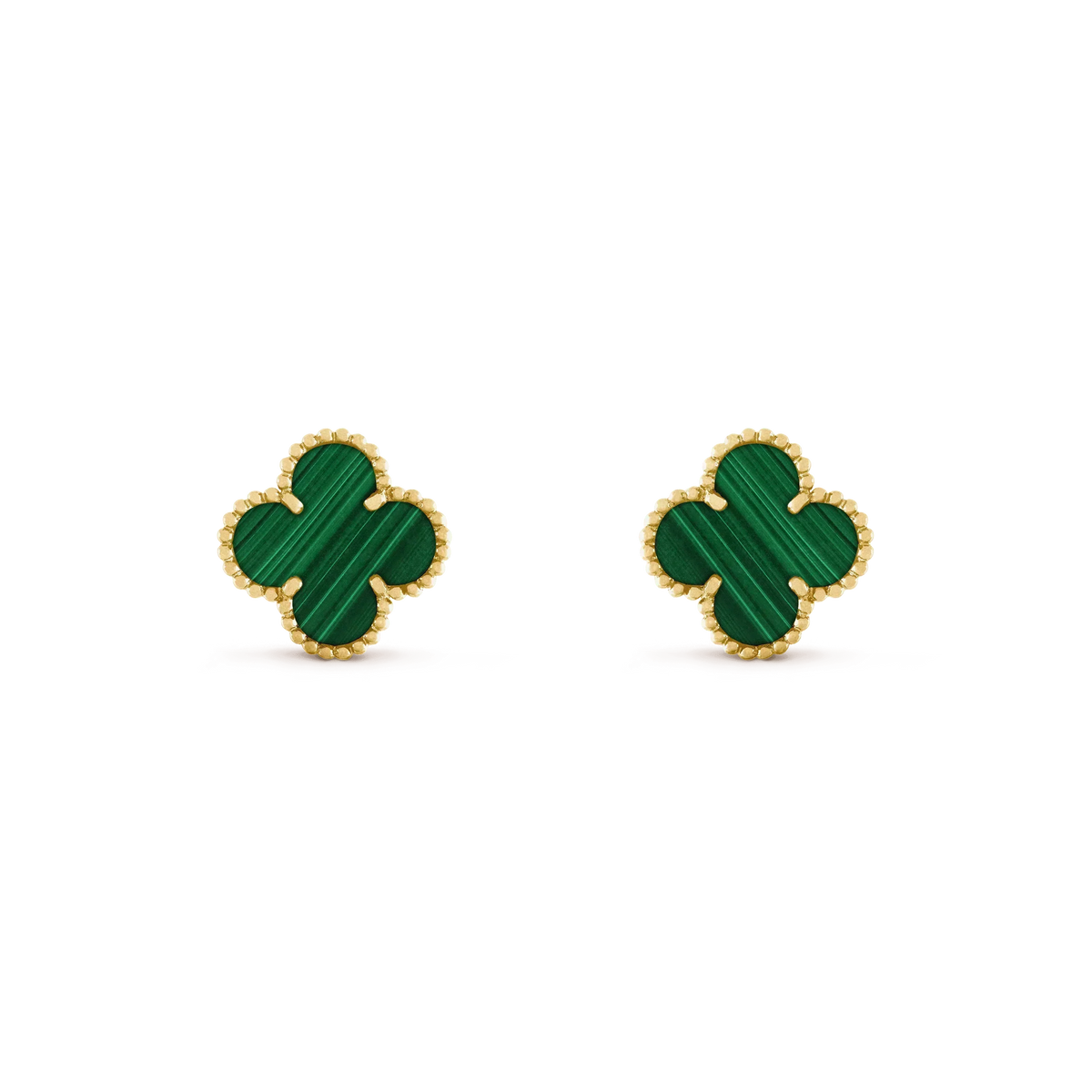 [⭐JeweliWhal]CLOVER MEDIUM 1 MOTIFS MALACHITE  EARRINGS