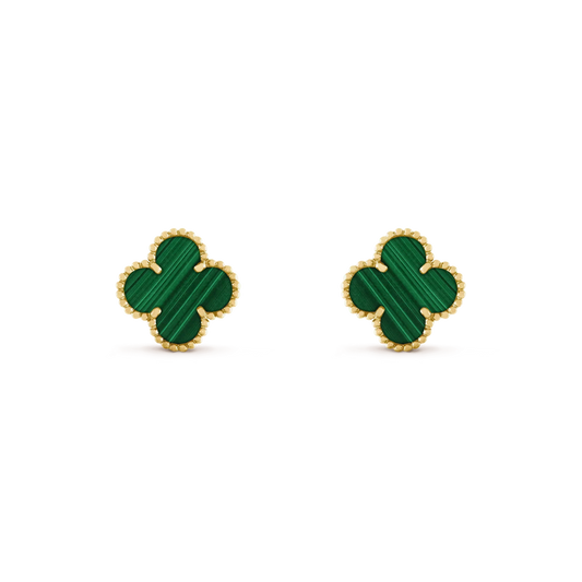 [⭐JeweliWhal]CLOVER MEDIUM 1 MOTIFS MALACHITE  EARRINGS