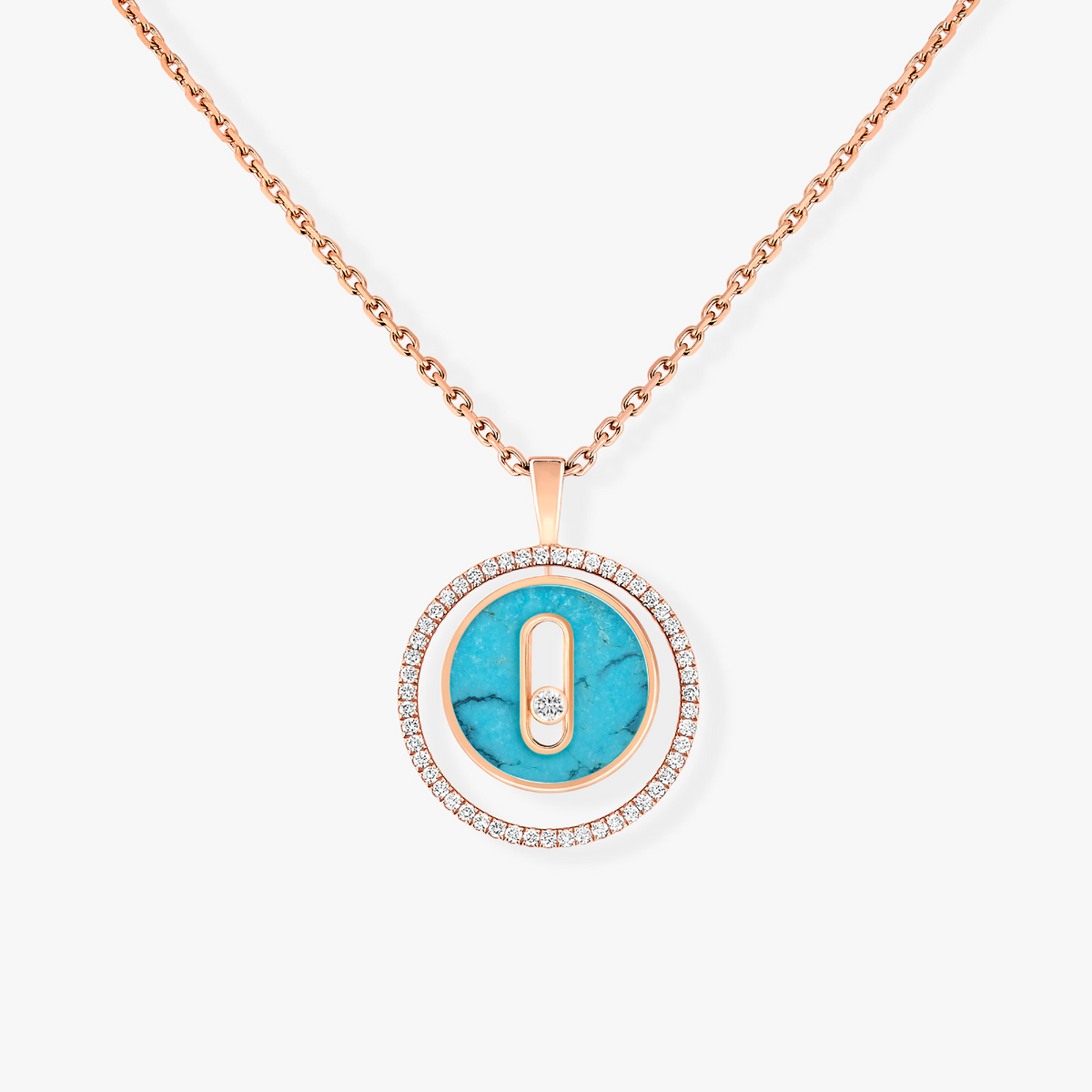 [⭐JeweliWhal]Demo MOVE 1 DIAMOND TURQUOISE PINK GOLD DIAMOND NECKLACE