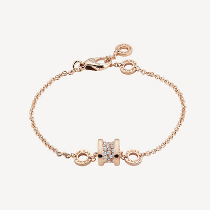 [⭐JeweliWhal]ZERO 1 SOFT PINK GOLD WITH PAVED DIAMONDS ON THE SPIRAL BRACELET