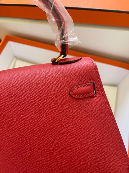 KELLY MINI 20 BAG IN RUBY RED CALFSKIN WITH GOLD HARDWARE (MADE-TO-ODER)