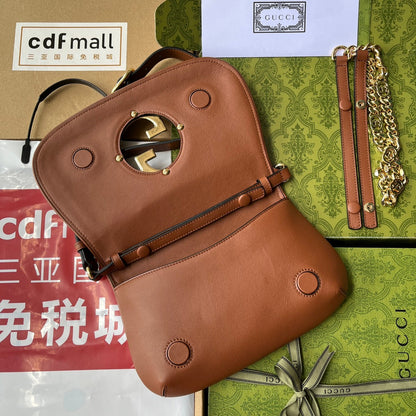 BLONDIE SHOULDER BAG 28 IN BRONZE BROWN LAMBSKIN GOLD HARDWARE