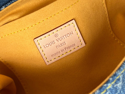 LV 25S PLEATY BAG 26 IN BLUE MONOGRAM DENIM GOLD HARDWARE