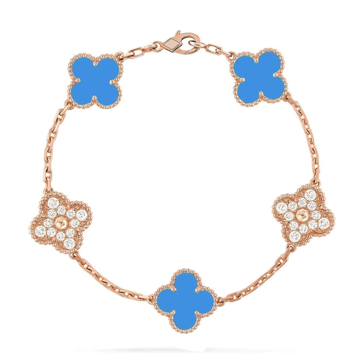 [⭐JeweliWhal] CLOVER 5 MOTIF BLUE AGATE BRACELET COLLECTION