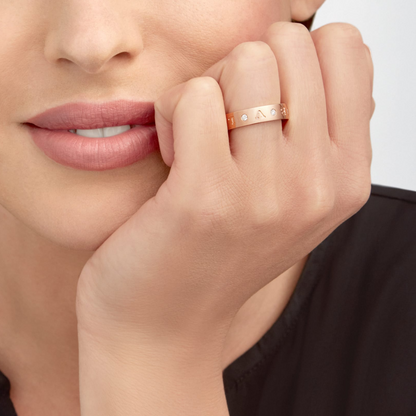 [⭐JeweliWhal]ZERO 1 ESSENTIAL PINK GOLD BAND WITH DIAMONDS RING