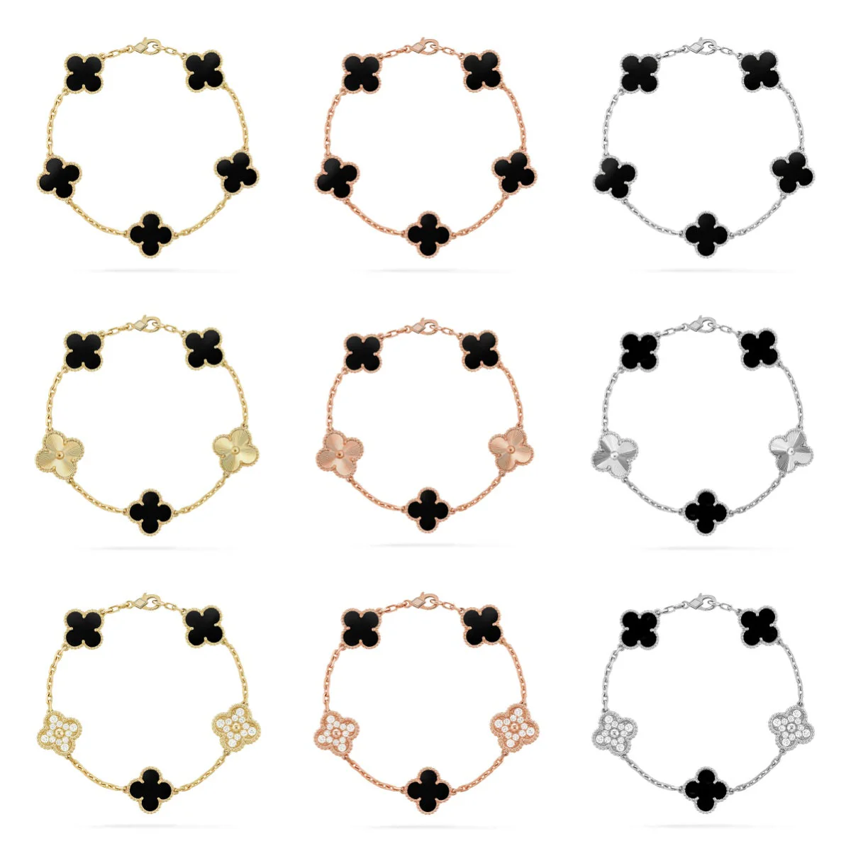 [⭐JeweliWhal] CLOVER 5 MOTIF ONYXS BRACELET COLLECTION
