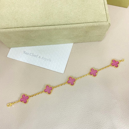 [⭐JeweliWhal]NEW BUBBLE PINK ENAMEL 5-FLOWER BRACELET