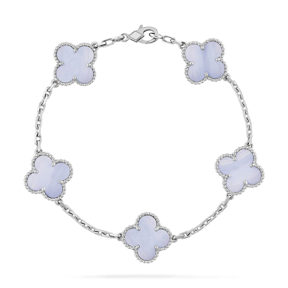 [⭐JeweliWhal] CLOVER 5 MOTIF PURPLE CHALCEDONY BRACELET COLLECTION