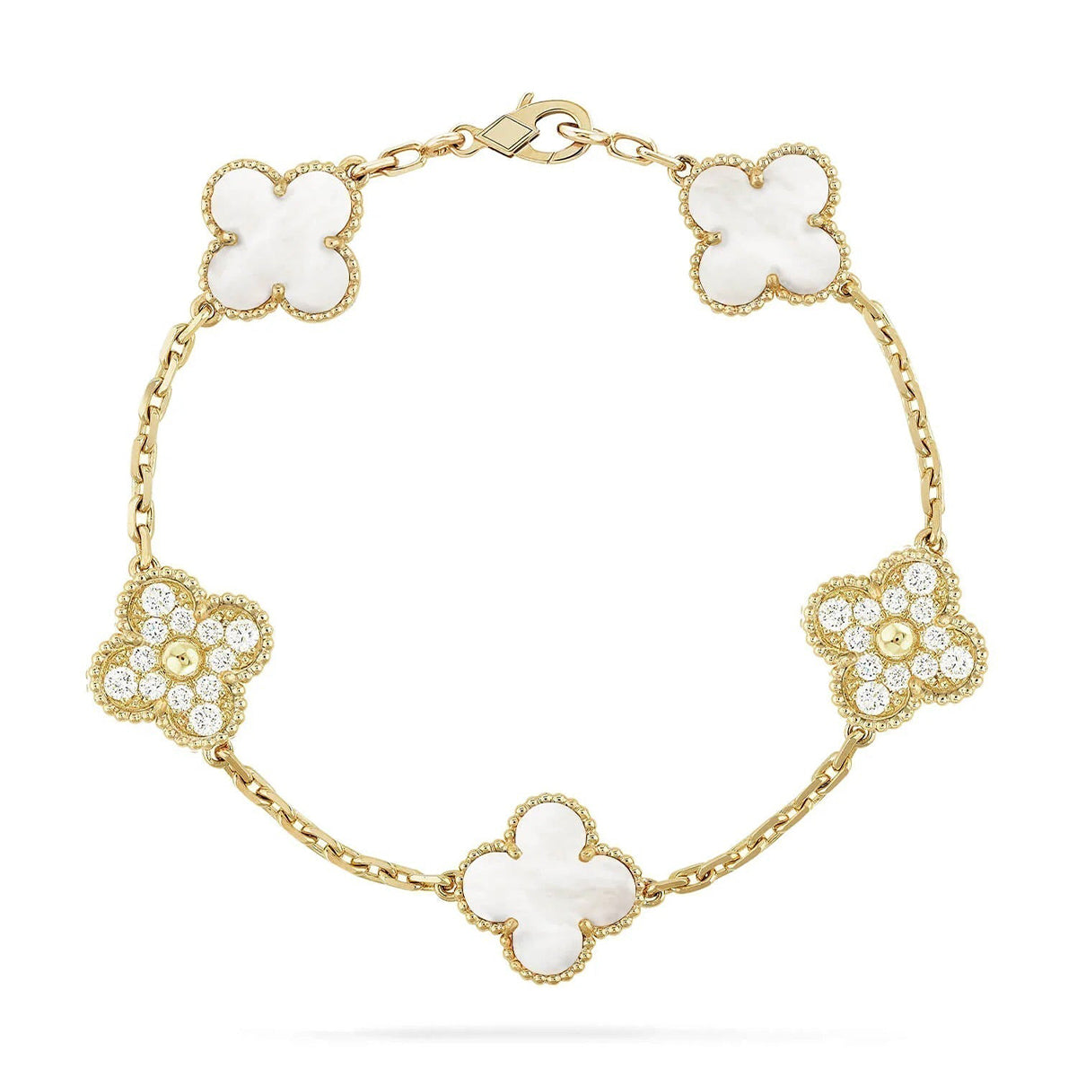 [⭐JeweliWhal]CLOVER WHITE PEARL MOP 5 MOTIF BRACELET COLLECTION