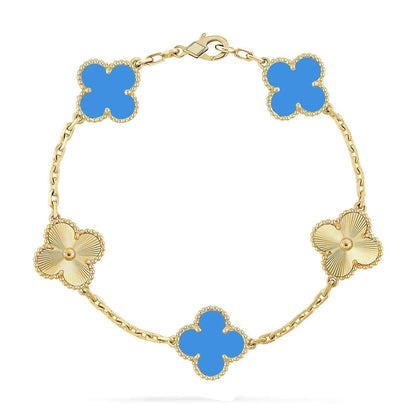 [⭐JeweliWhal] CLOVER 5 MOTIF BLUE AGATE BRACELET COLLECTION