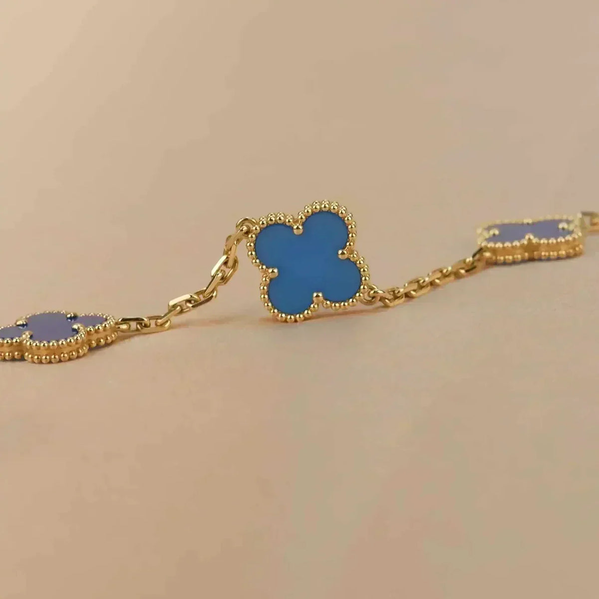 [⭐JeweliWhal] CLOVER 5 MOTIF BLUE AGATE BRACELET COLLECTION