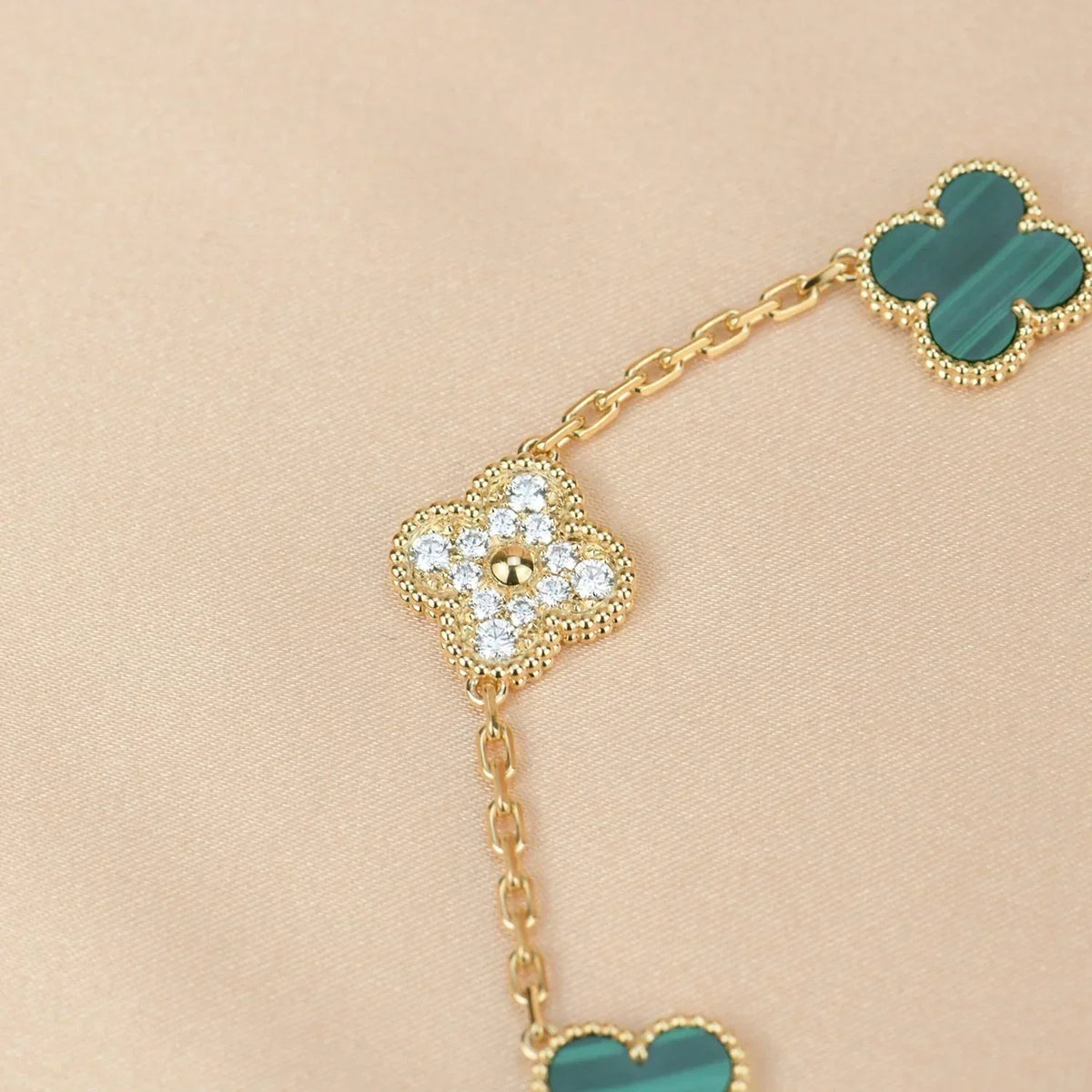 [⭐JeweliWhal] CLOVER 5 MOTIF MALACHITE BRACELET COLLECTION