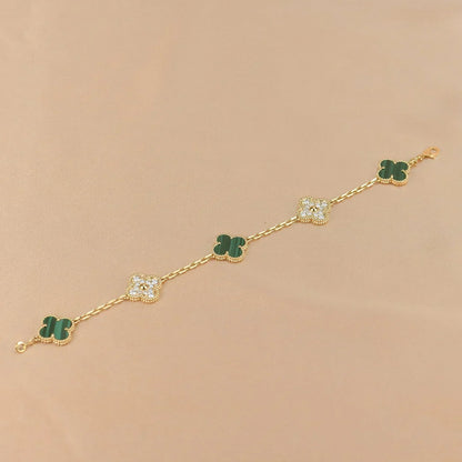 [⭐JeweliWhal] CLOVER 5 MOTIF MALACHITE BRACELET COLLECTION