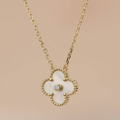 [⭐JeweliWhal]CLOVER 15MM DIAMOND GOLD MOTHER OF PEARL NECKLACE