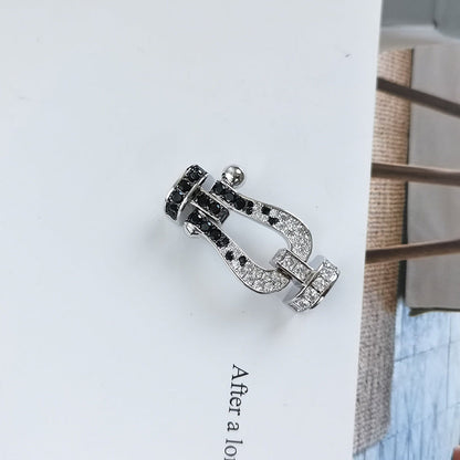 [⭐JeweliWhal]FORCE LARGE HORSESHOE BLACK WHITE DIAMOND BRACELET ROSE GOLD