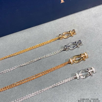 [⭐JeweliWhal]FORCE SMALL HORSESHOE  DIAMOND CHAIN ROPE BRACELET