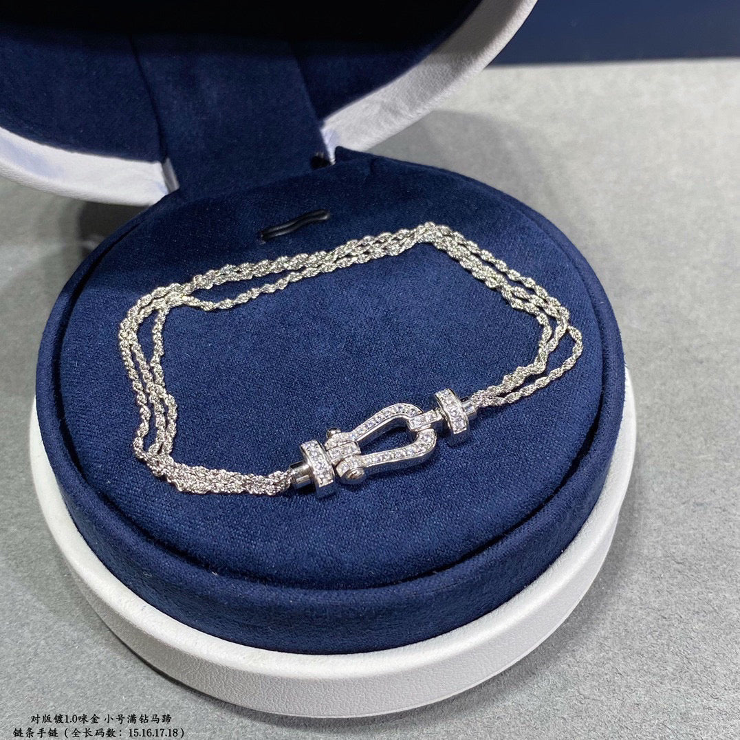 [⭐JeweliWhal]FORCE SMALL HORSESHOE  DIAMOND CHAIN ROPE BRACELET