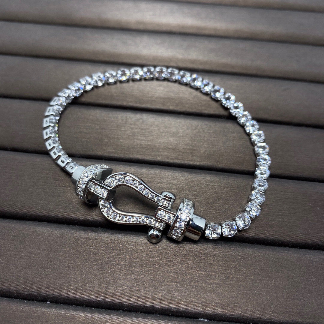 [⭐JeweliWhal]FORCE  LARGE HORSESHOE FULL DIAMOND TENNIS BRACELET