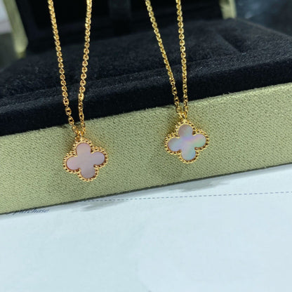 [⭐JeweliWhal]CLOVER 15MM PINK MOTHER-OF-PEARL SINGLE FLOWER NECKLACE