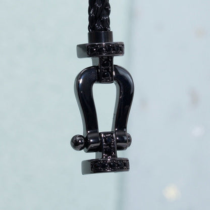 [⭐JeweliWhal]FORCE LARGE SERIES HORSESHOE BLACK SAMURAI BRACELET