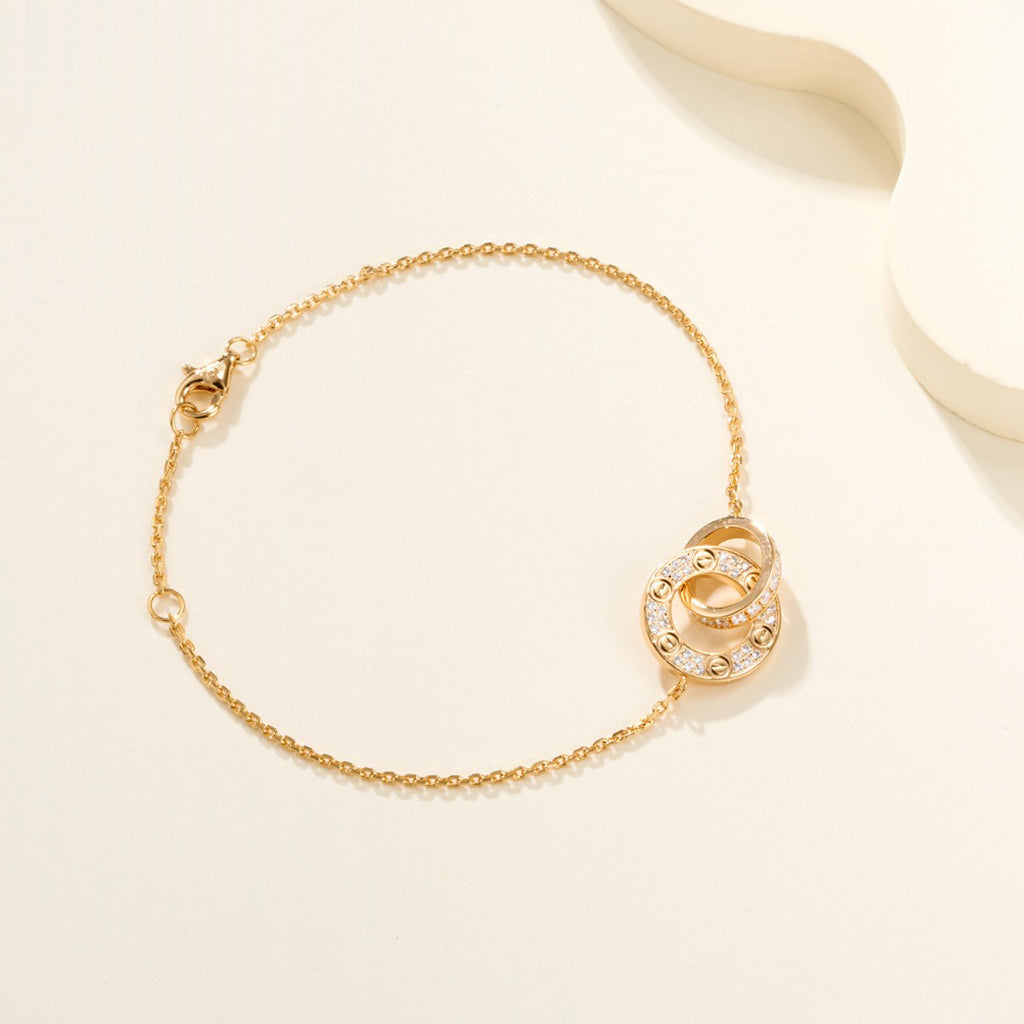 [⭐JeweliWhal]LOVE DOUBLE RING FULL DIAMOND BRACELET