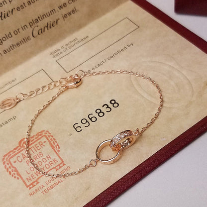 [⭐JeweliWhal]LOVE DOUBLE RING HALF DIAMOND BRACELET