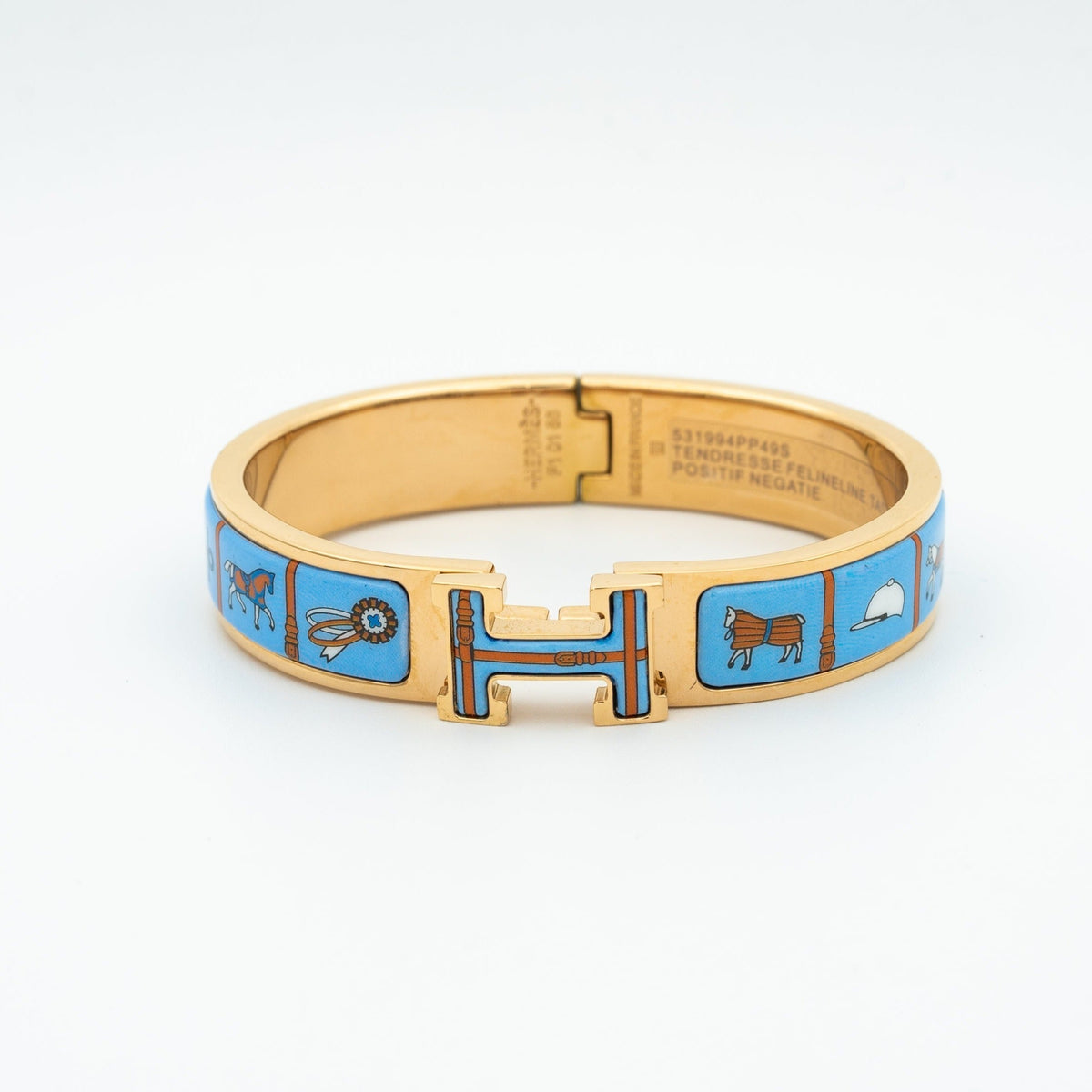 [⭐JeweliWhal]H PINK GOLD BRACELET BLUE CERAMIC